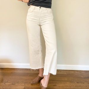 H&M White High Waisted Culotte Wide Leg Flared Jeans (Size 2)
